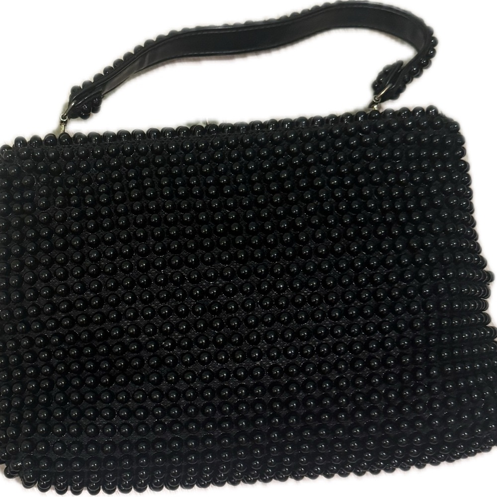 Elegant Black Beaded Wristlet Clutch/Shoulderbag